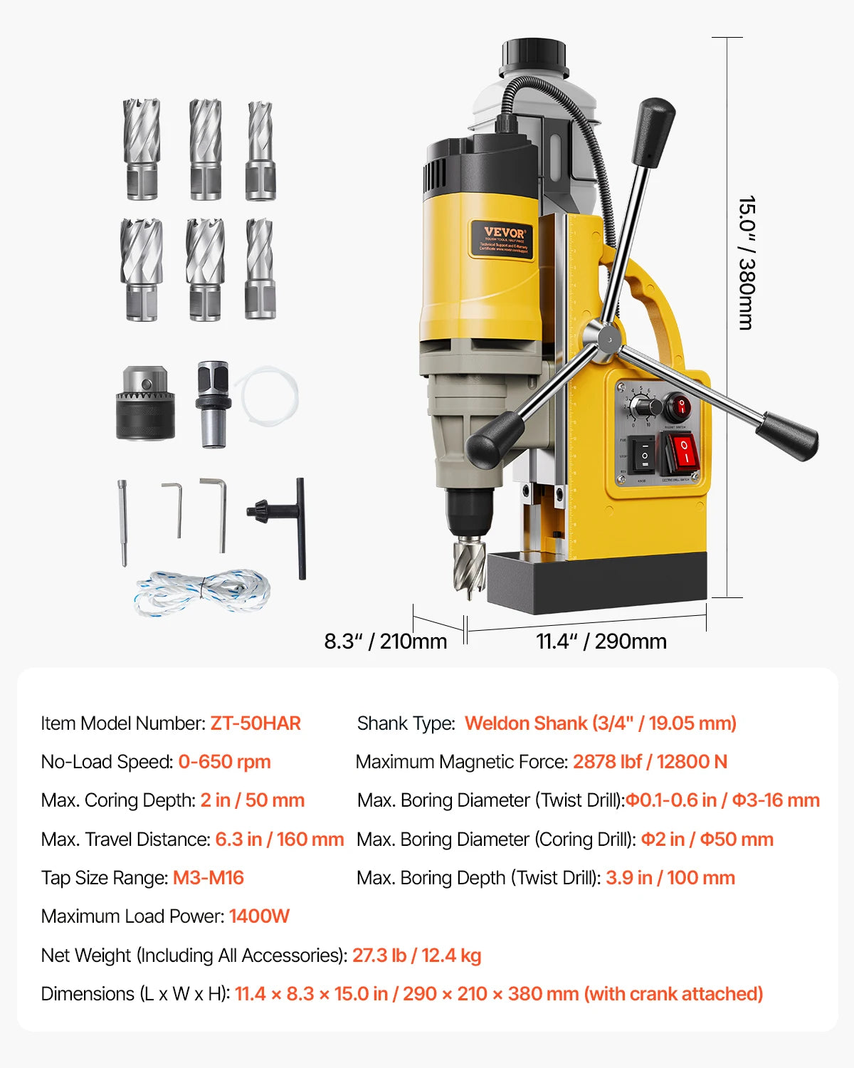 Magnetic Drill Boring Diameter Portable Electric Mag Drill Press Drilling Machine Metal Surface Industrial Improvement