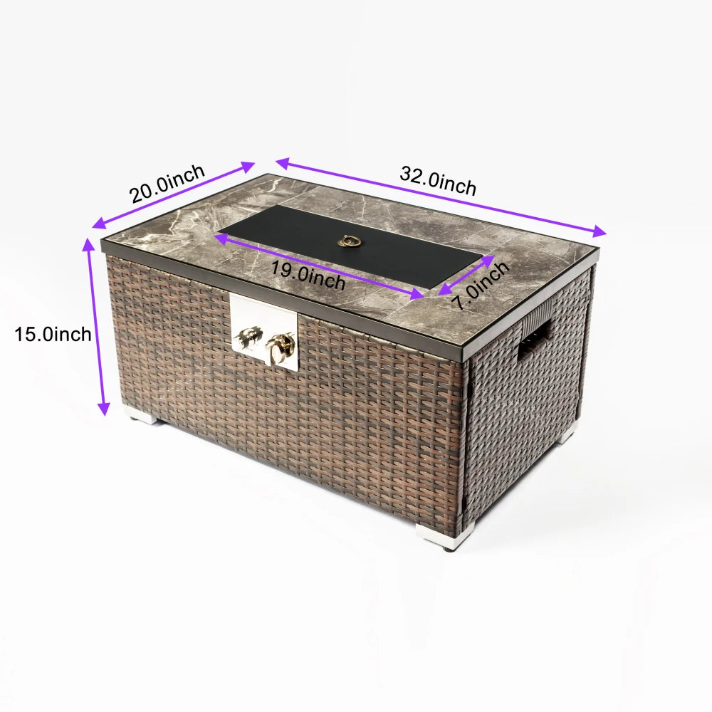 Outdoor Fire Table Propane Fire Pit Rattan gas fire table, gas fire table with tile tabletop