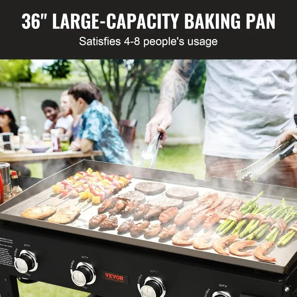 Hot salesSturdy 36-inch Outdoor Propane Flat Top Griddle with Side Storage Shelves