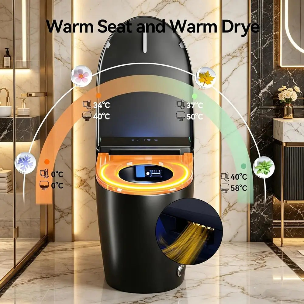 Smart Toilet with Built-in Bidet – Ceic Toilet with Warm Water, Air Dryer, Heated Seat, Auto Open/Close, Night Light, LED Displa