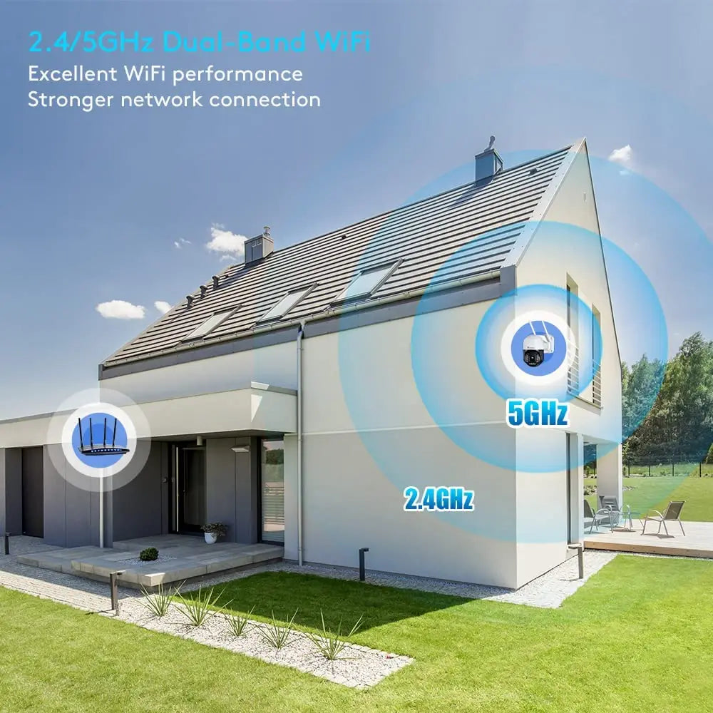 Ctronics Real 4K Outdoor Surveillance Camera 5G Wifi 8MP 3840x2160P Full Color Night Vision Security IP Camera 360 Auto Tracking