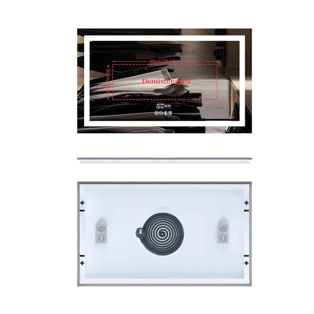 LUVODI Large Bluetooth Bathroom Mirror with LED Light Rectangle Anti-Fog Vanity Mirror with Bluetooth Speaker 3 Color Temperatur