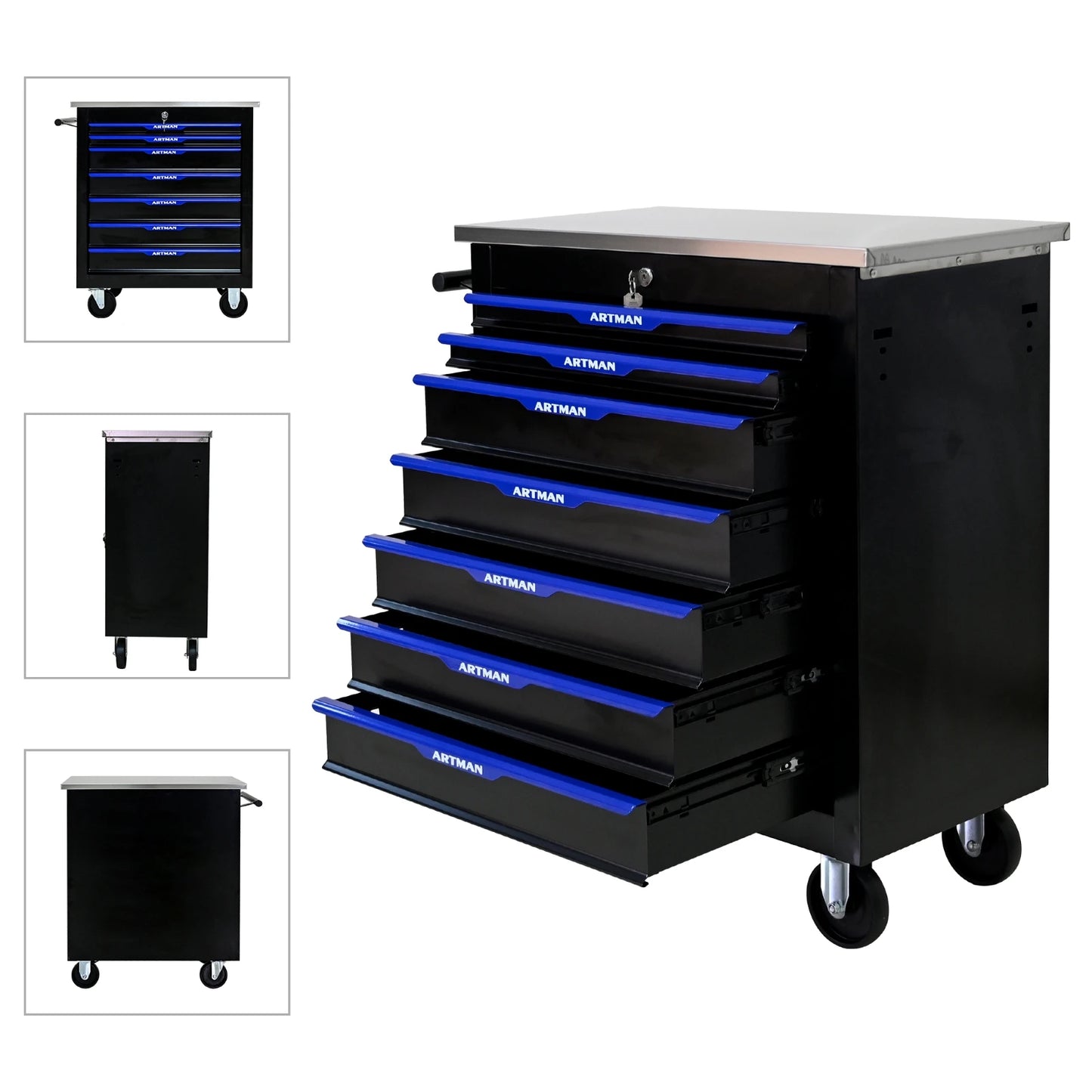 7 Drawer Rolling Tool Box Hardware Storage Tool Cabinet, Heavy Duty Steel Metal Cart, Lockable, Shop Garage NEW,red