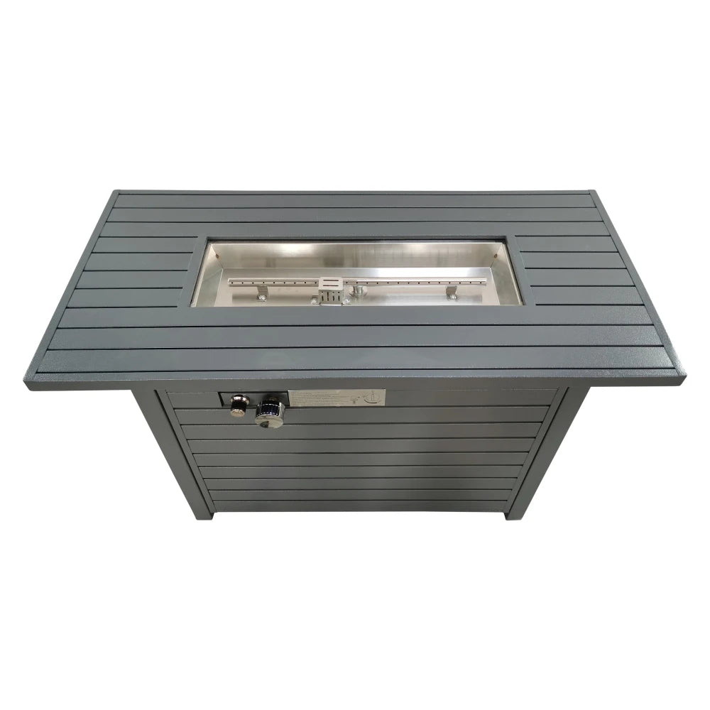 Living Source International 25'' H x 42'' W Steel Outdoor Fire Pit Table with Lid (Gray)