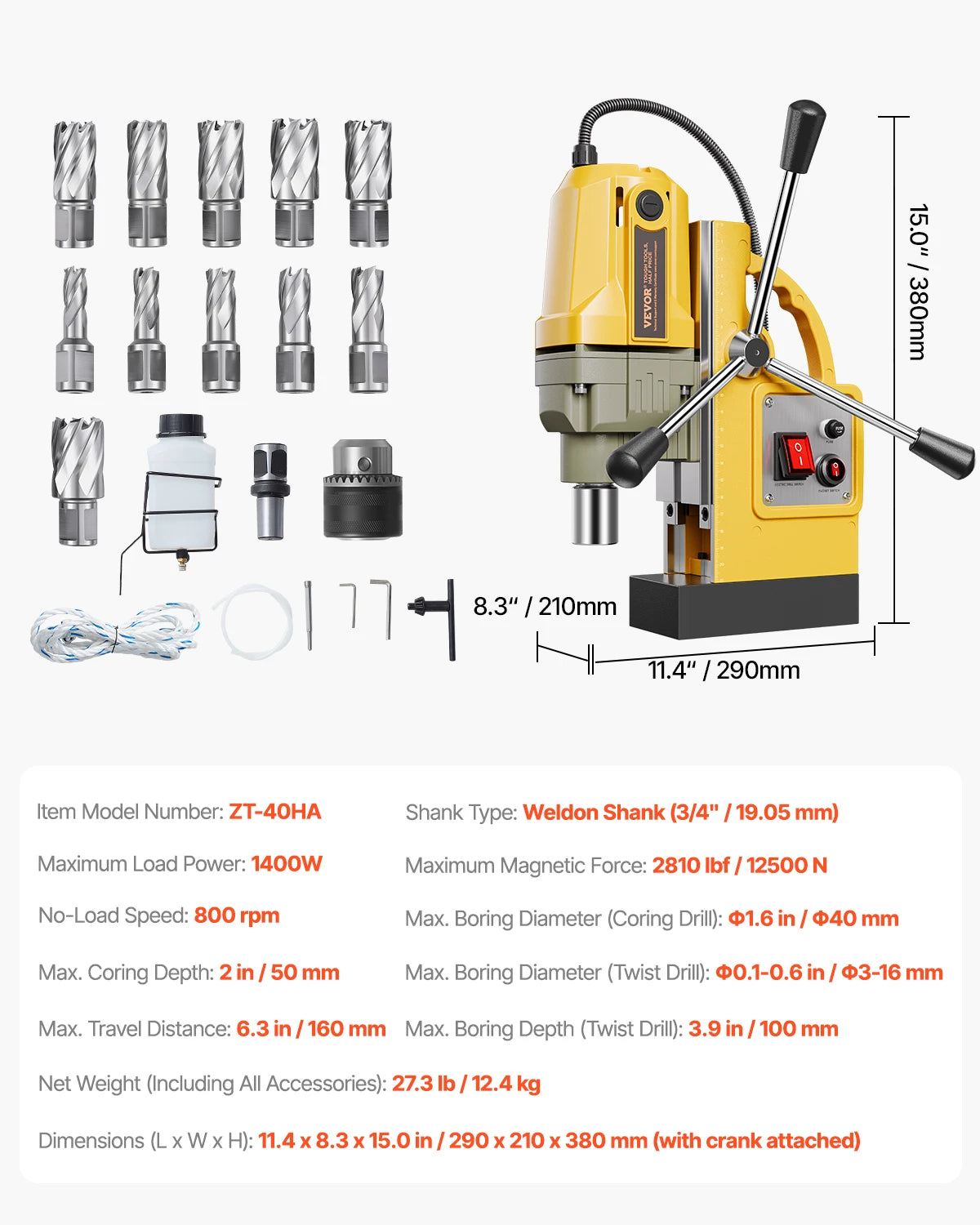 Magnetic Drill Boring Diameter Portable Electric Mag Drill Press Drilling Machine Metal Surface Industrial Improvement