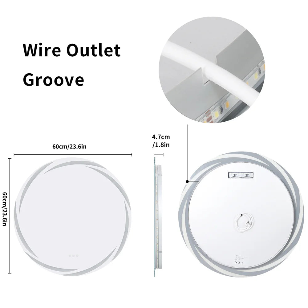LUVODI 80cm Round Backlit Bathroom Mirror LED Illuminated Wall Mounted Vanity Mirror with Anti-Fog Feature