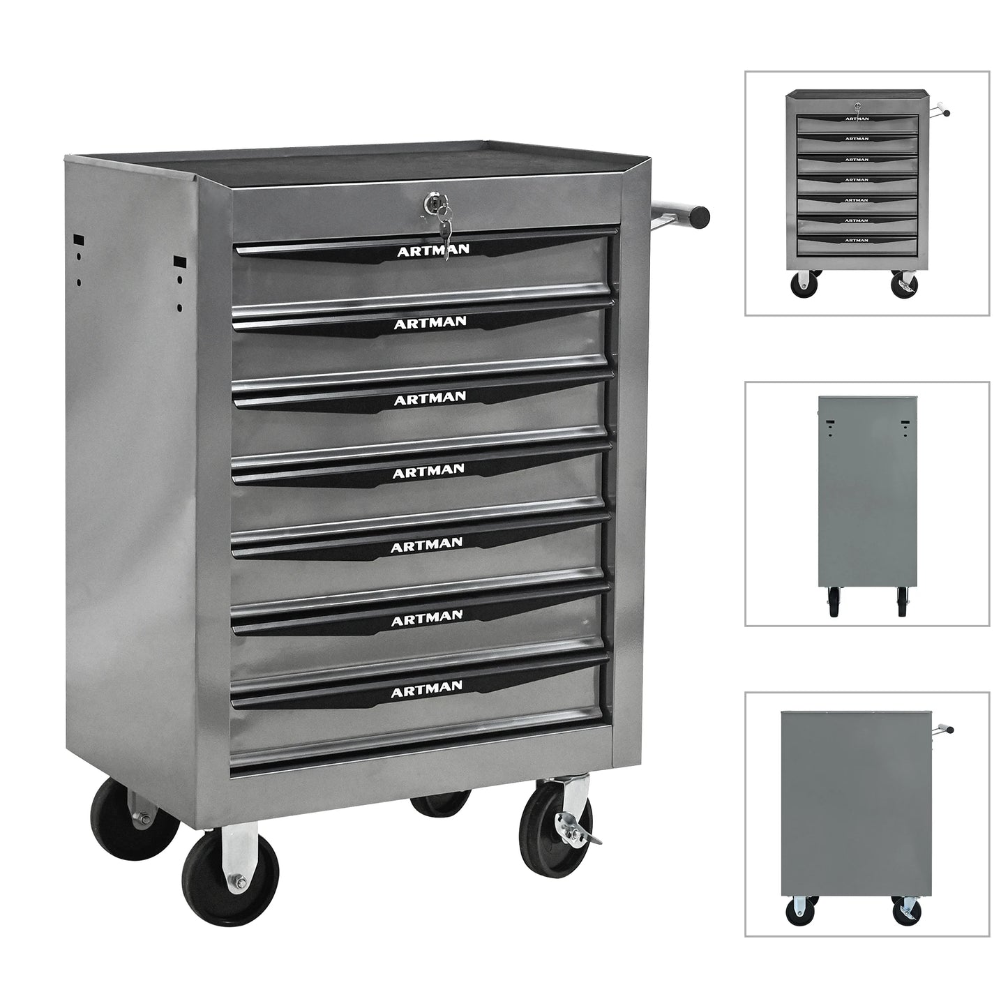 7 Drawer Rolling Tool Box Hardware Storage Tool Cabinet, Heavy Duty Steel Metal Cart, Lockable, Shop Garage NEW，red