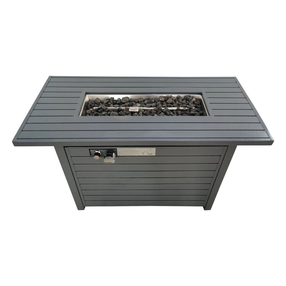 Living Source International 25'' H x 42'' W Steel Outdoor Fire Pit Table with Lid (Gray)