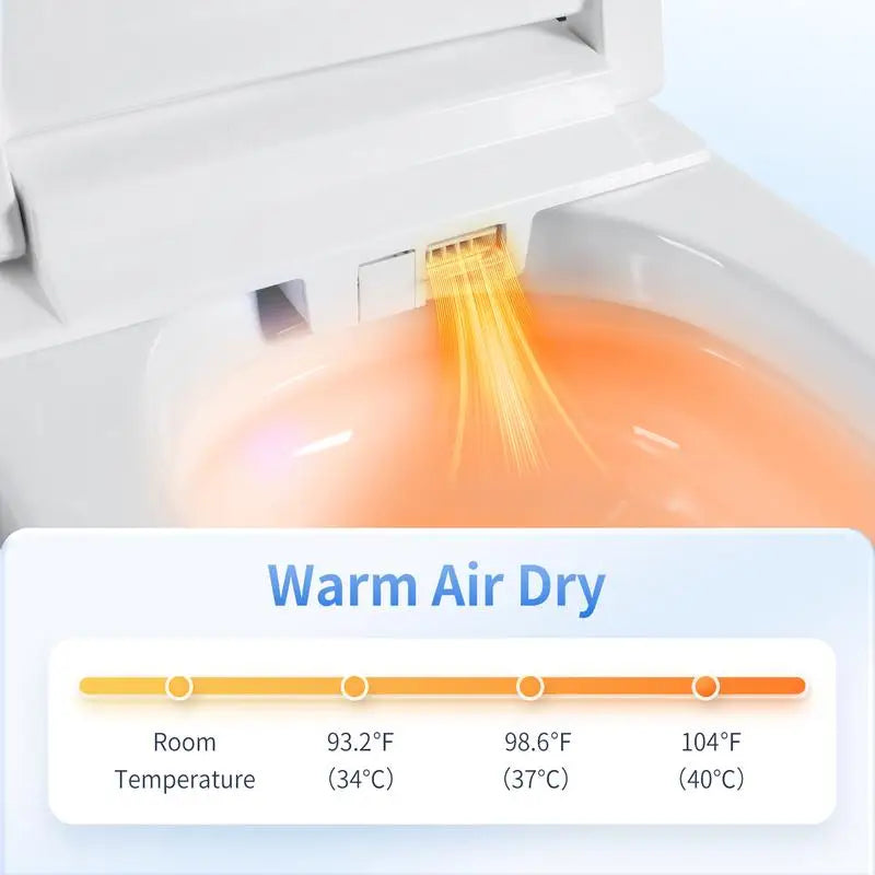 Tankless Smart Toilet with Built-in Bidet, One-piece Design, Auto Flush, Auto Open/Close, Heated Seat, Warm Water & Dry,