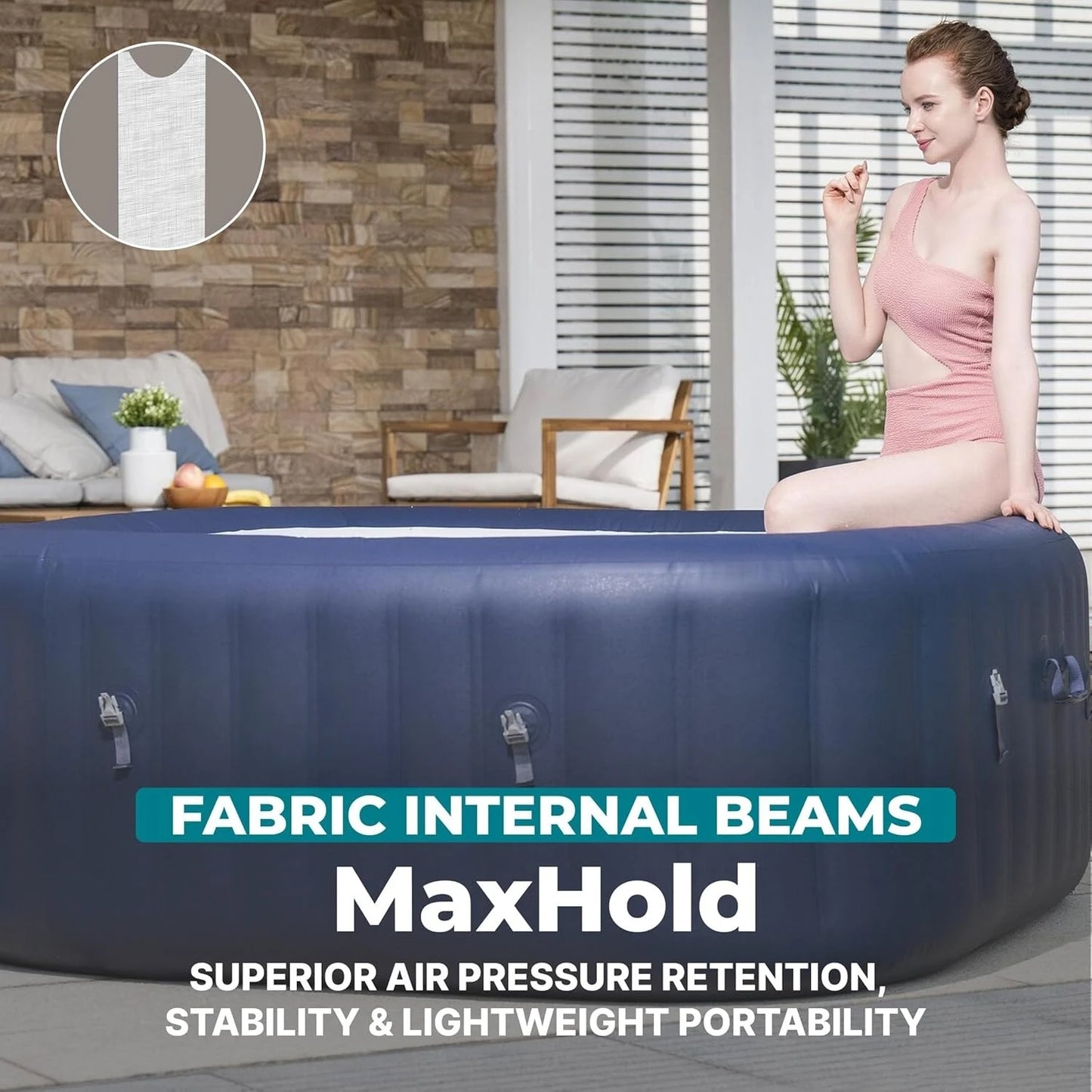 SaluSpa Hawaii 4 to 6 Person Inflatable Hot Tub, Square Energy-Efficient Portable Outdoor Spa with 140 AirJets, 71", Customized