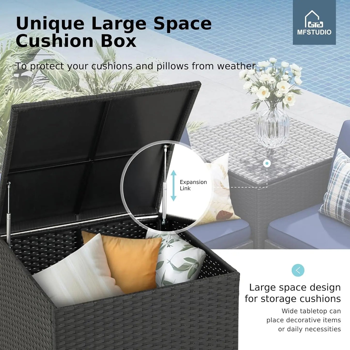 4 Piece Wicker Patio Furniture Set, L Shaped Small Rattan Patio Sectional Sofa Couch Outdoor Conversation Sets with, Customized