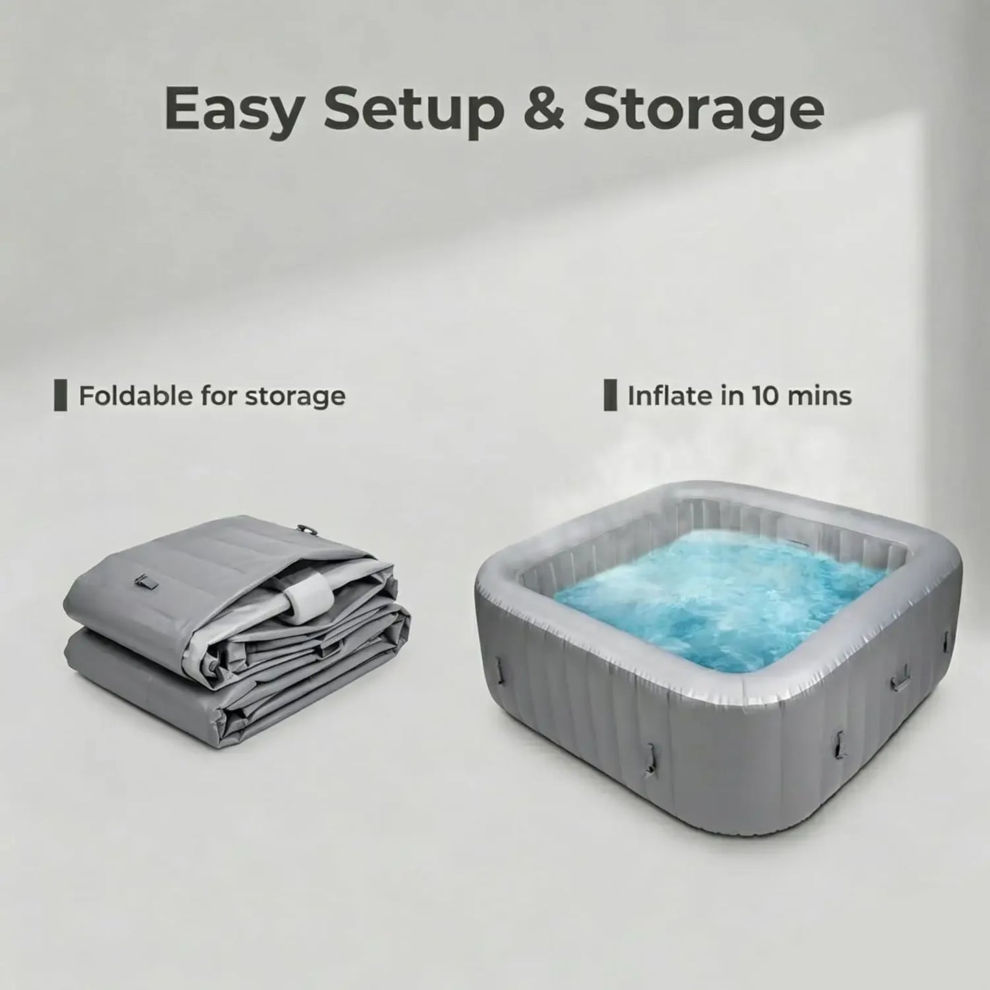 Inflatable Hot Tub 4 6 Person Square Portable Spa 130 Bubble Jets Built in Heater Pump 72 8 x 72 8 x 25 6 Durable 3 Layer PVC