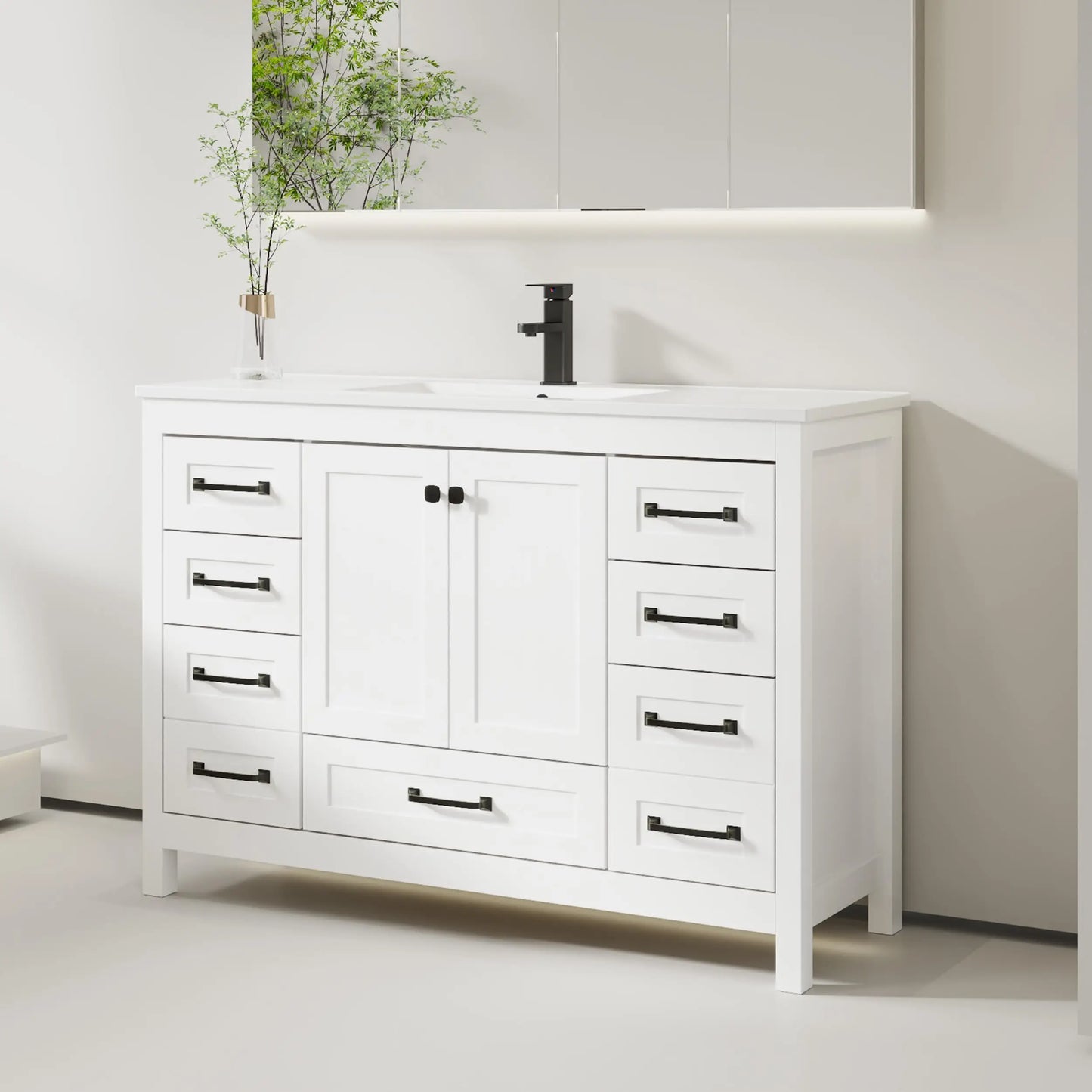 30" Bathroom Vanities with Sink Combo, Modern Thickened Wood Bathroom Storage Cabinet W/Undermount Sink,Matte Black Faucet Drain