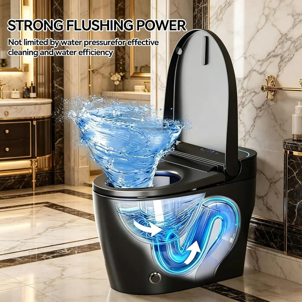 Smart Toilet with Built-in Bidet – Ceic Toilet with Warm Water, Air Dryer, Heated Seat, Auto Open/Close, Night Light, LED Displa