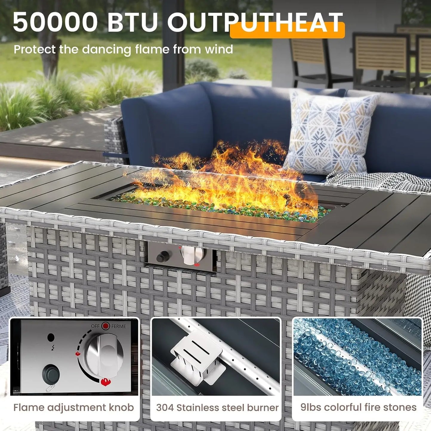 Patio Furniture Set, 7 Pieces PE Wicker Sectional Sofa with Tea Table, Outdoor Conversation Set for Patio, Garden,, Customized