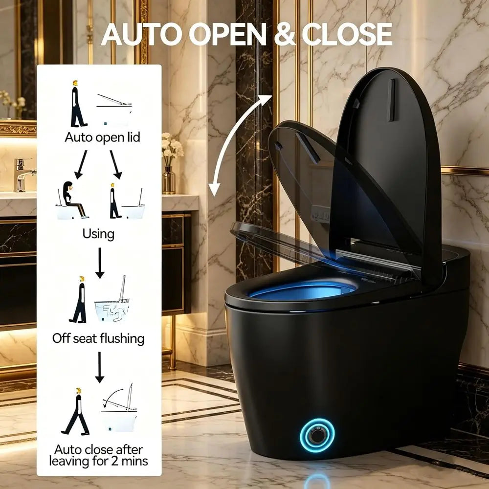 Smart Toilet with Built-in Bidet – Ceic Toilet with Warm Water, Air Dryer, Heated Seat, Auto Open/Close, Night Light, LED Displa