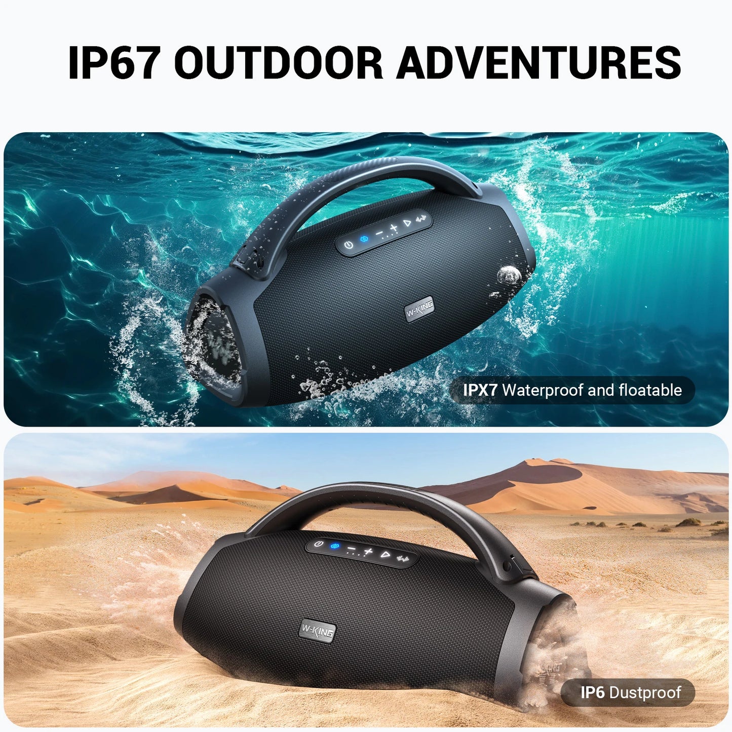 W-KING X20S 140W RMS Portable Bluetooth Speakers, Massive Bass Party Boombox IPX7 Waterproof Speaker Large, Loud Outdoor Party Box