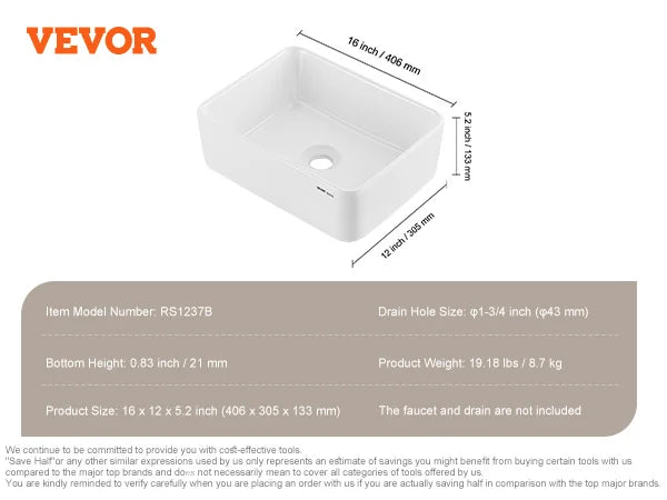 Rectangle Vessel Sink Bathroom Vessel Sink Countertop White Ceramic Bathroom Sinks Above Counter for Bathroom/Toilet