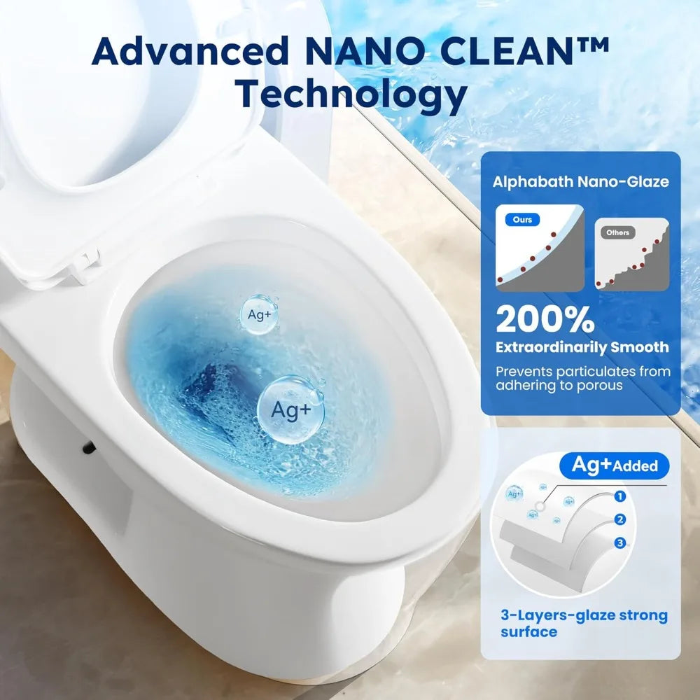 Two-Piece ADA Compliant 17.3 Tsunami Toilet with Nano Self-Cleaning Technology, WaterSense, MAP, and CUPC Certification, 1.01 Ga