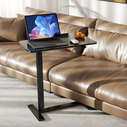 JHK Overbed Bedside Flip Lap Desk with Wheels and Tilt Top Adjustable Height Home Use Bed Table Mobile Standing Desk For Bedroom