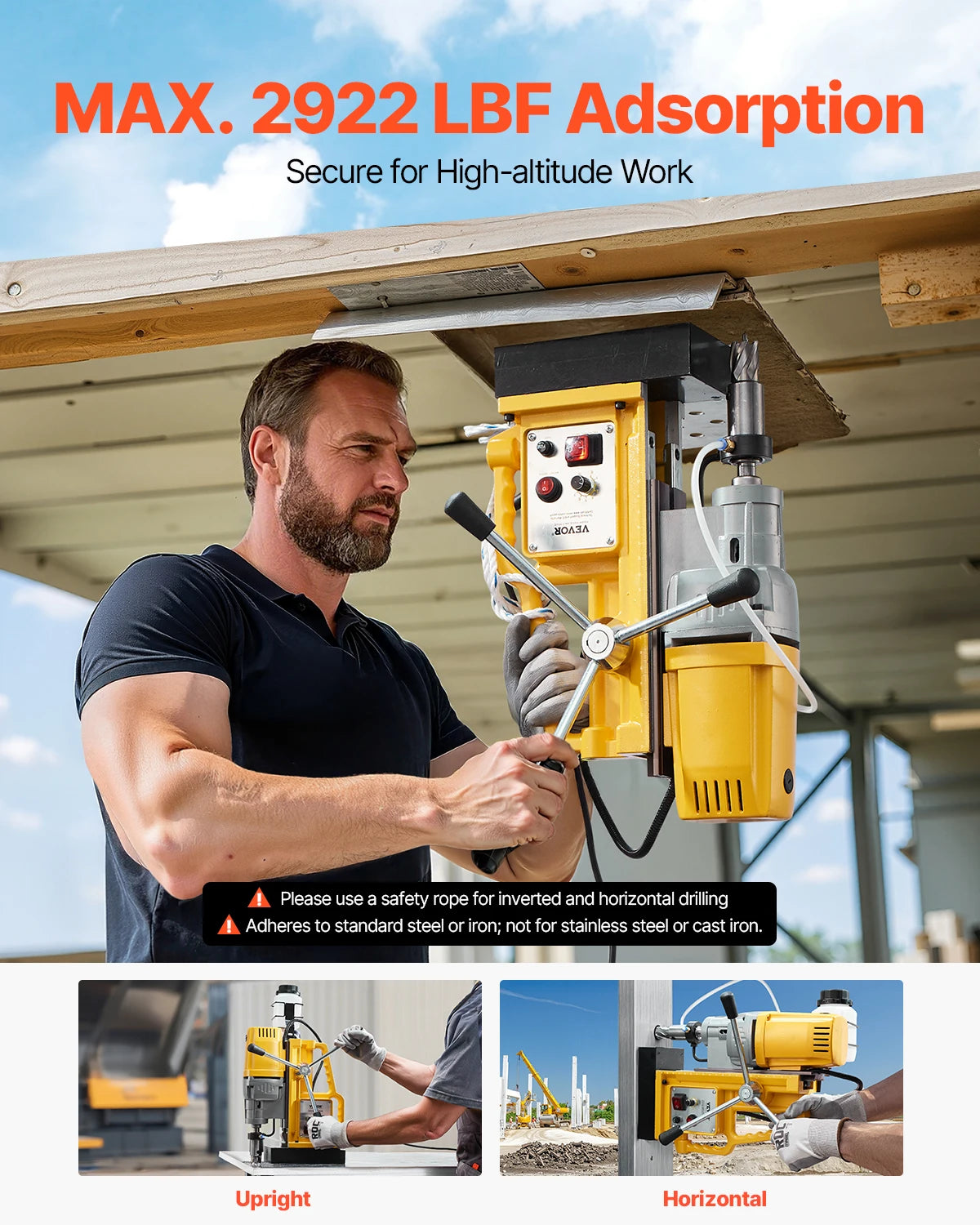 Magnetic Drill Boring Diameter Portable Electric Mag Drill Press Drilling Machine Metal Surface Industrial Improvement