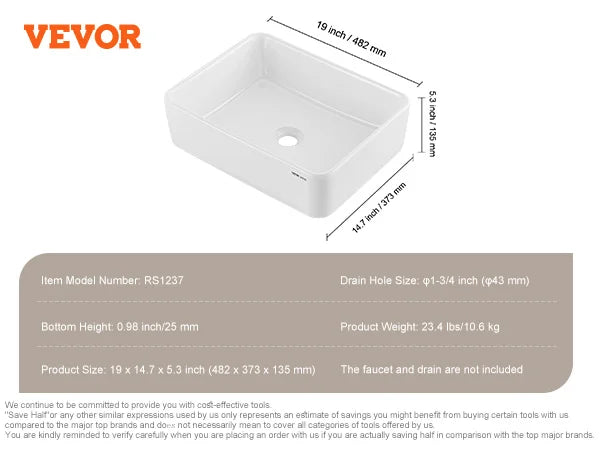 Rectangle Vessel Sink Bathroom Vessel Sink Countertop White Ceramic Bathroom Sinks Above Counter for Bathroom/Toilet
