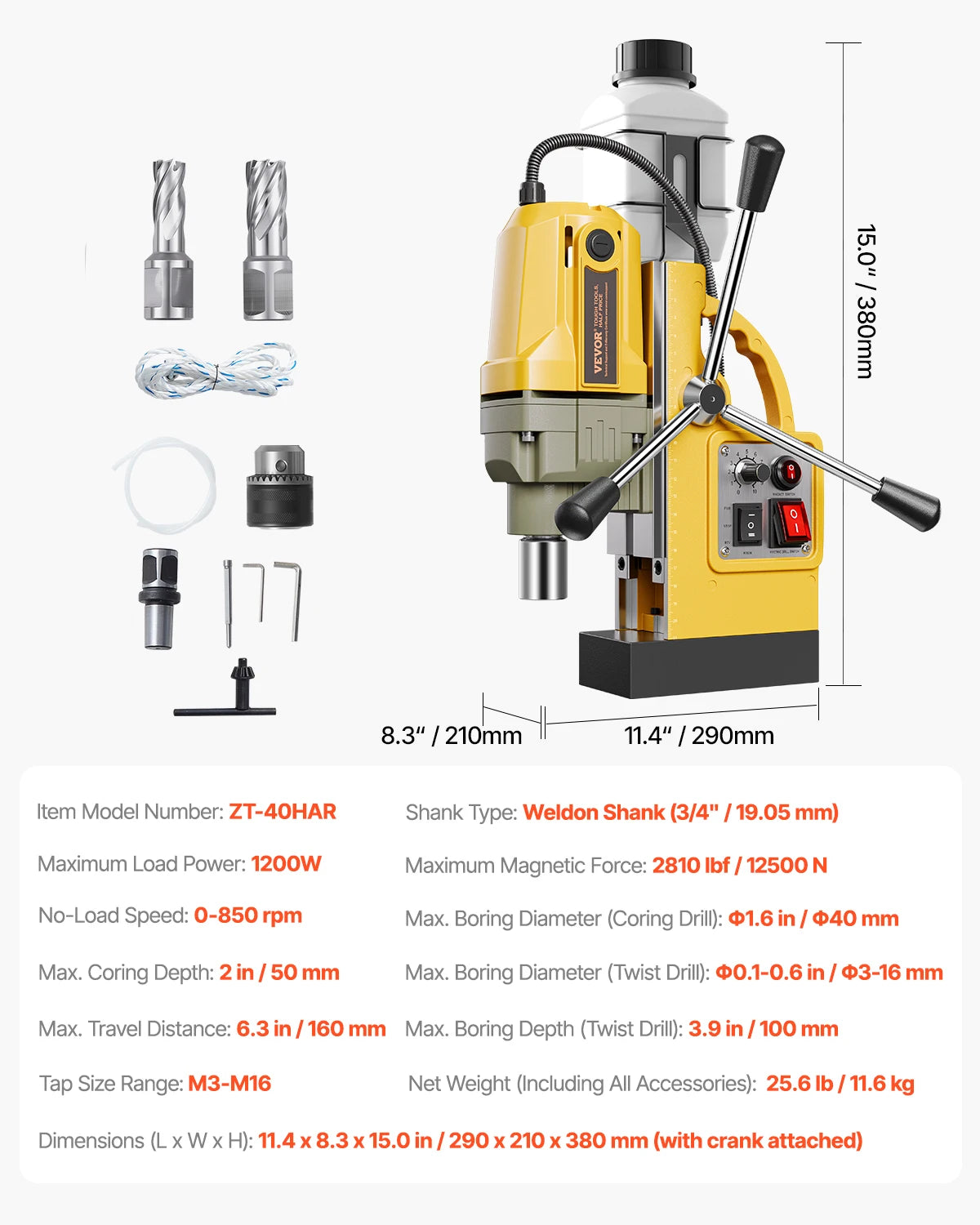 Magnetic Drill Boring Diameter Portable Electric Mag Drill Press Drilling Machine Metal Surface Industrial Improvement