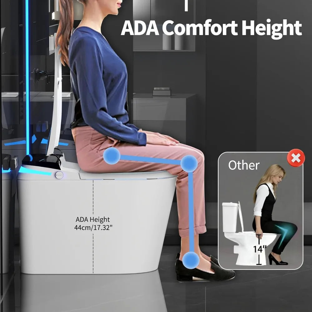 One Piece Smart Bidet Toilet, 360° Siphon Auto Flush, Automatic Lid, LED Light, Bathroom Use, Custom