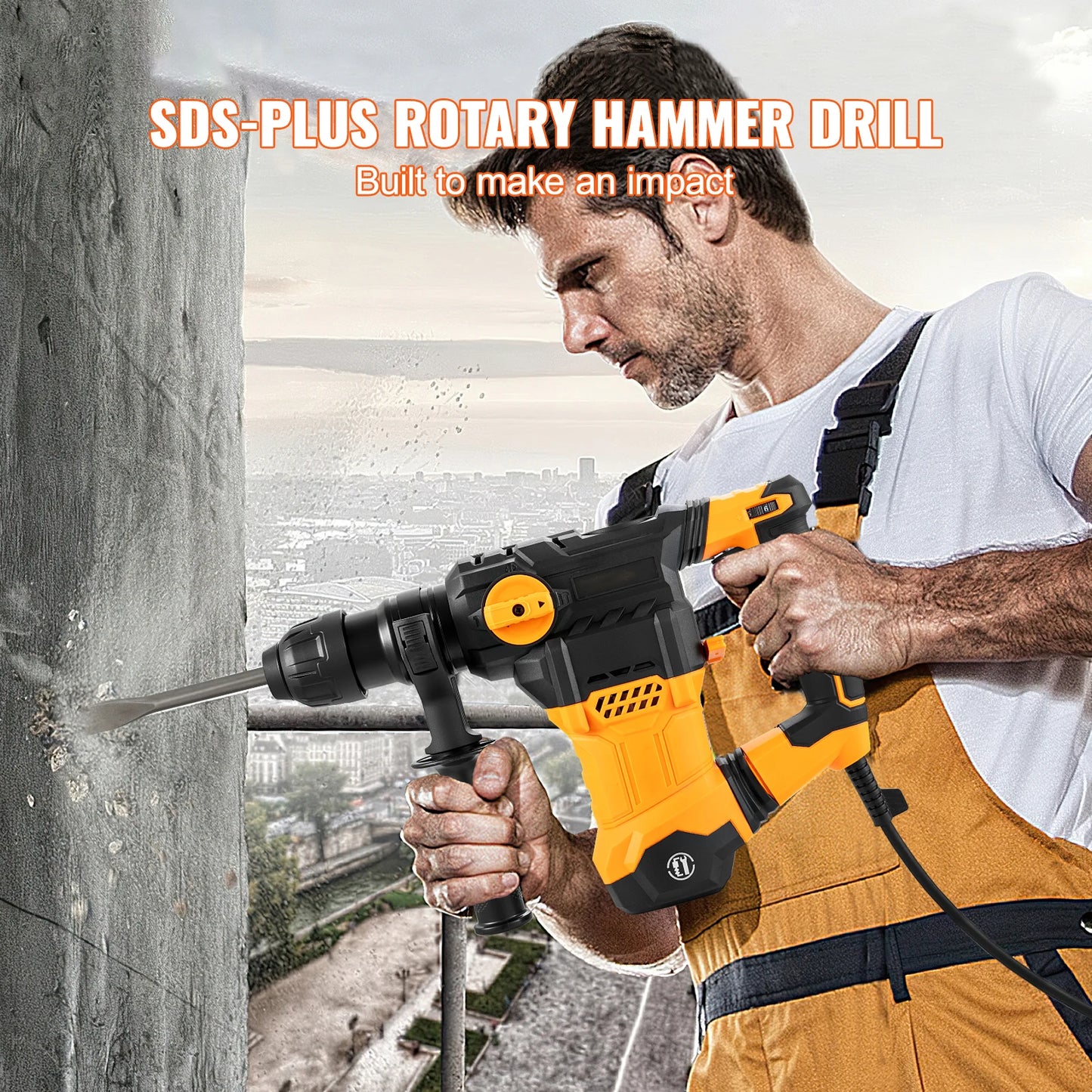 1500W Rotary Hammer Drill Max Drilling 32mm 4 Modes Plus Corded Demolition Chipping Metal Concrete Breaker Jackhammer