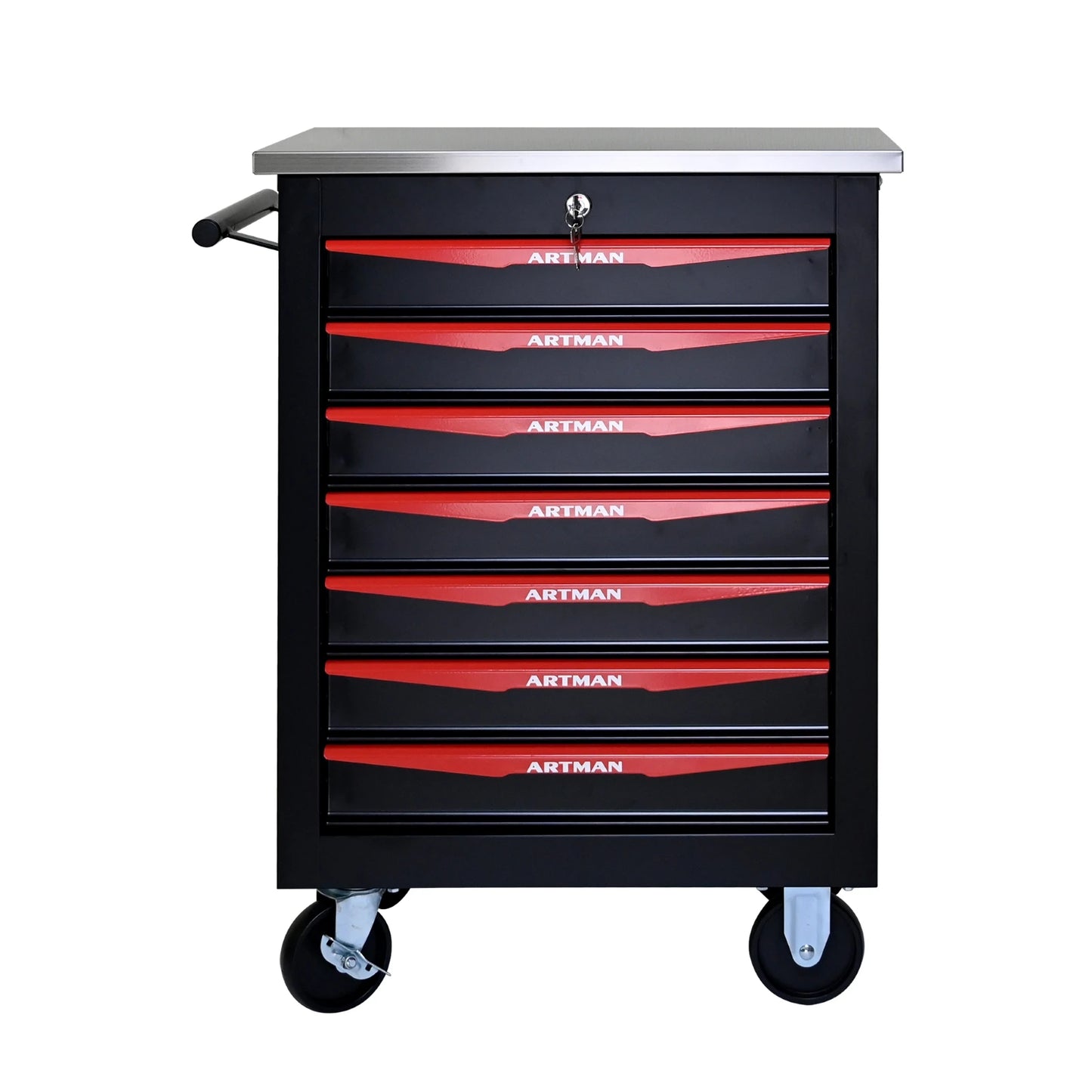 7 Drawer Rolling Tool Box Hardware Storage Tool Cabinet, Heavy Duty Steel Metal Cart, Lockable, Shop Garage NEW，red