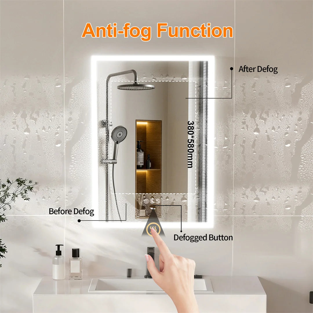 LUVODI 50x70cm Wall-Mounted LED Bathroom Cabinet with Bluetooth Speakers Defogger And Jewelry Storage Smart Mirror Cabinet