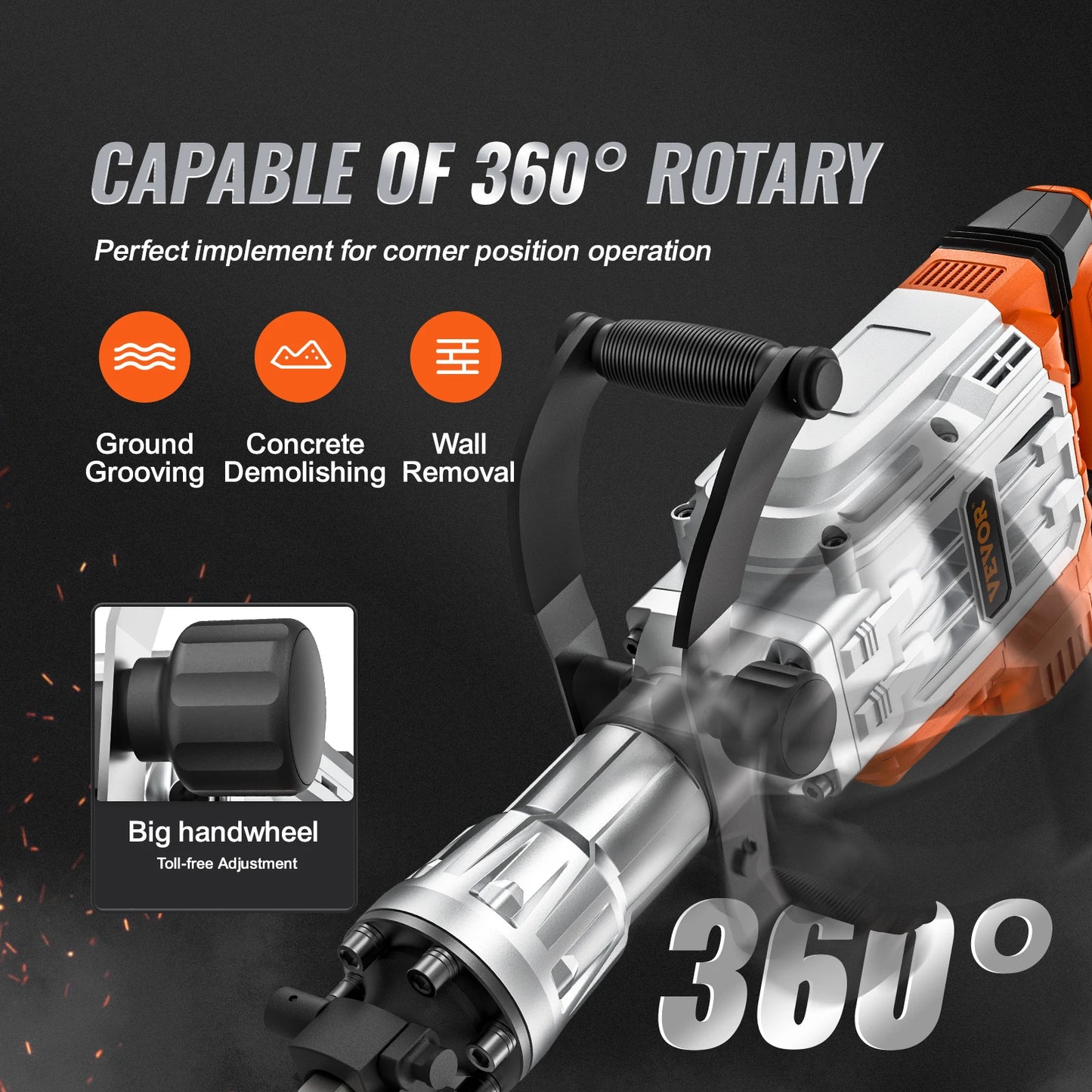 Demolition Jack Hammer 1500W/2200W/3500W Jack Hammer Concrete Breaker Heavy Duty Electric Jack Hammer 2/4pcs Chisel