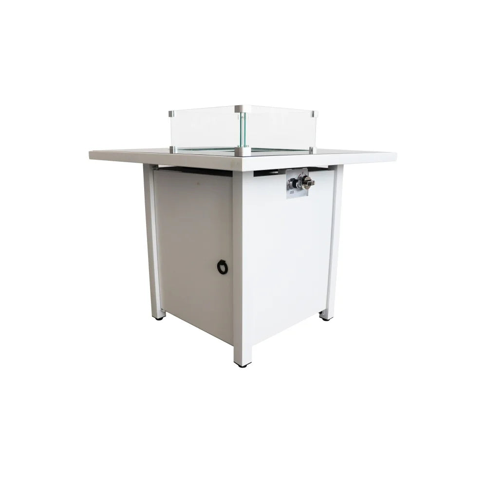 30 Inch White Steel Propane/natural Gas Firepit Table