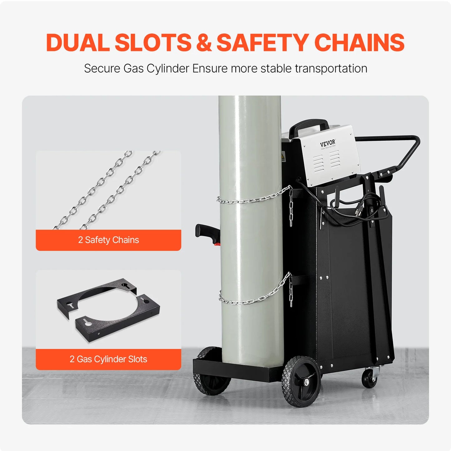 SucceBuy Welding Cart 2 Drawers Welder Cart Heavy Duty Welding Workbench with 360° Swivel Wheels Safety Chains for Mig Welder