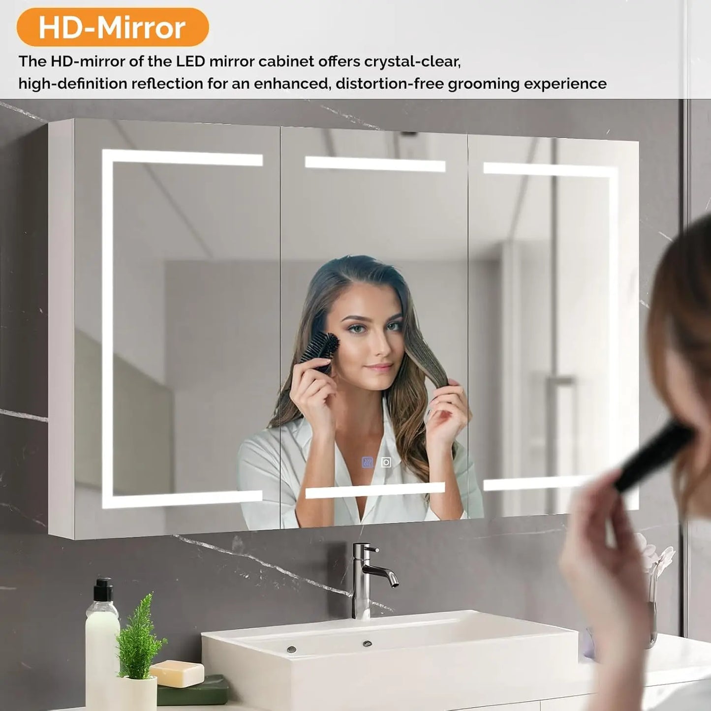 60 x 36 Inch Extra Large Lighted Bathroom Medicine Cabinet with Mirror, Large 3-Door Wall Mounted Bathroom Medicine, Customized