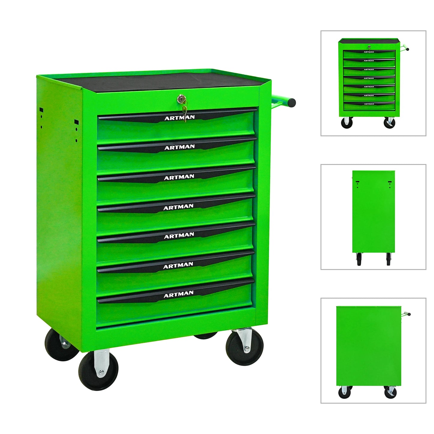 7 Drawer Rolling Tool Box Hardware Storage Tool Cabinet, Heavy Duty Steel Metal Cart, Lockable, Shop Garage NEW，red