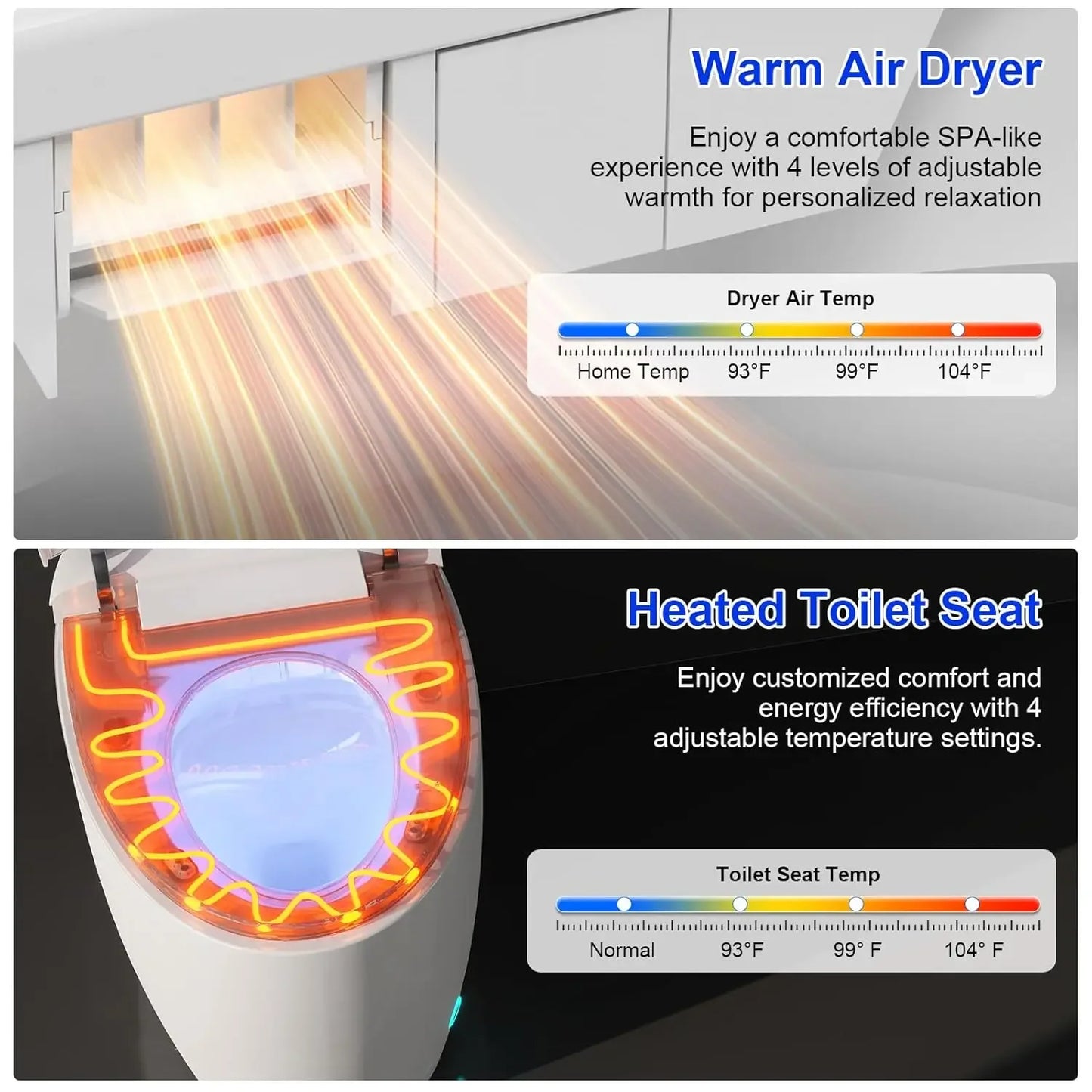 Smart Toilet with Bidet Built in, Bidet Toilet with Foam Shield, Auto Open/Close Lid & Dual Flush, Instant Warm, Customized