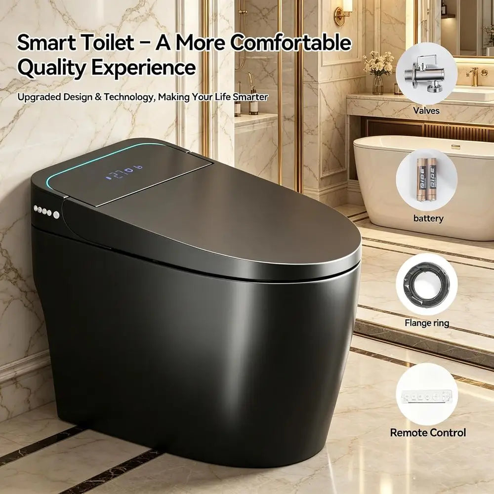Smart Toilet with Built-in Bidet – Ceic Toilet with Warm Water, Air Dryer, Heated Seat, Auto Open/Close, Night Light, LED Displa