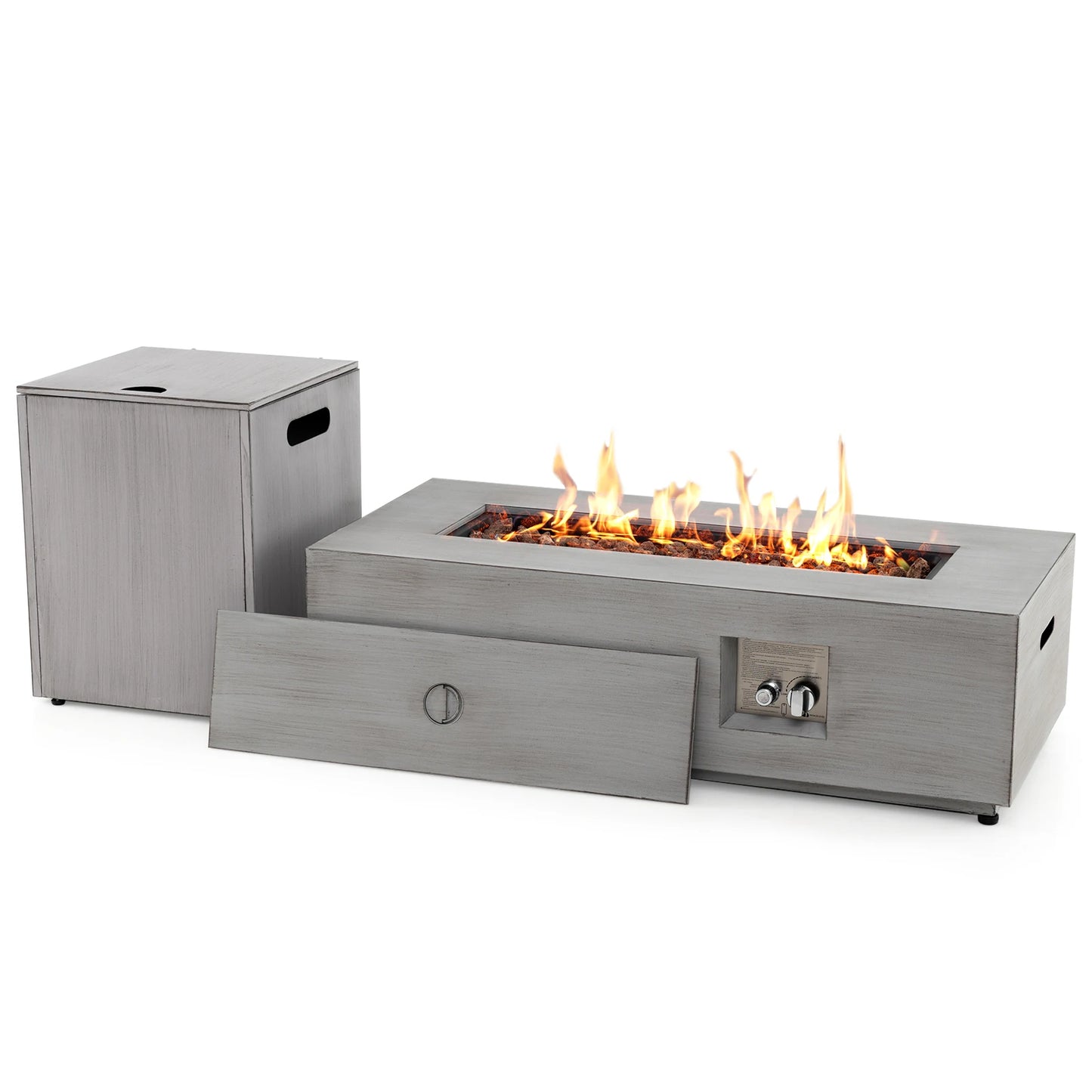 42” Outdoor Rectangular Fire Table 50, 000 BTU Propane Gas Fire Pit Table w/ Lid