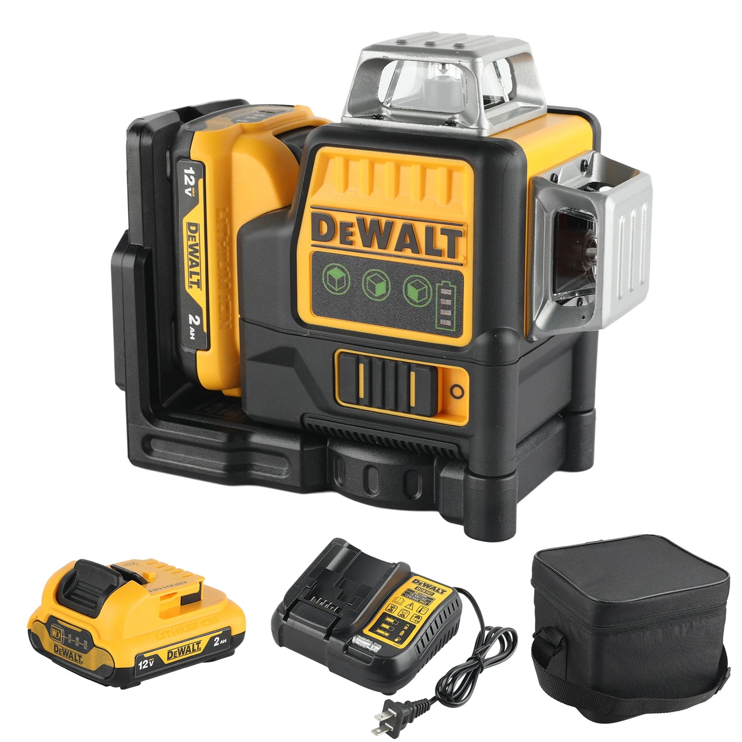Dewalt DW089LG 12V Lithium Green Laser Level - 3 Sided 360° Vertical & Horizontal, 12 Line, Ideal for Indoor/Outdoor Projects