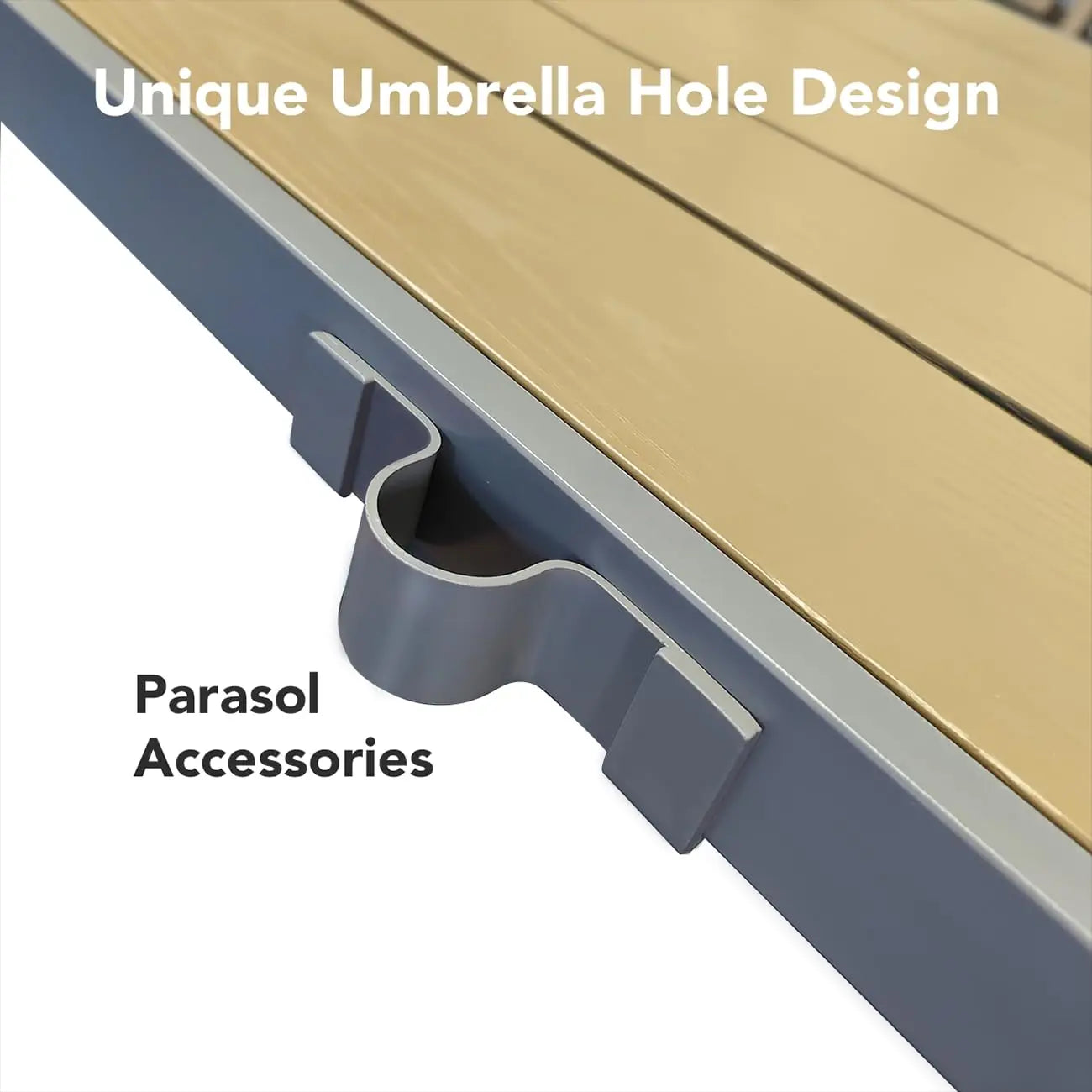 Patio Table and Chairs Set for 6, Outdoor Dining Set Includes 59.5" Rectangle Patio Table with Side Umbrella Hole, Customized