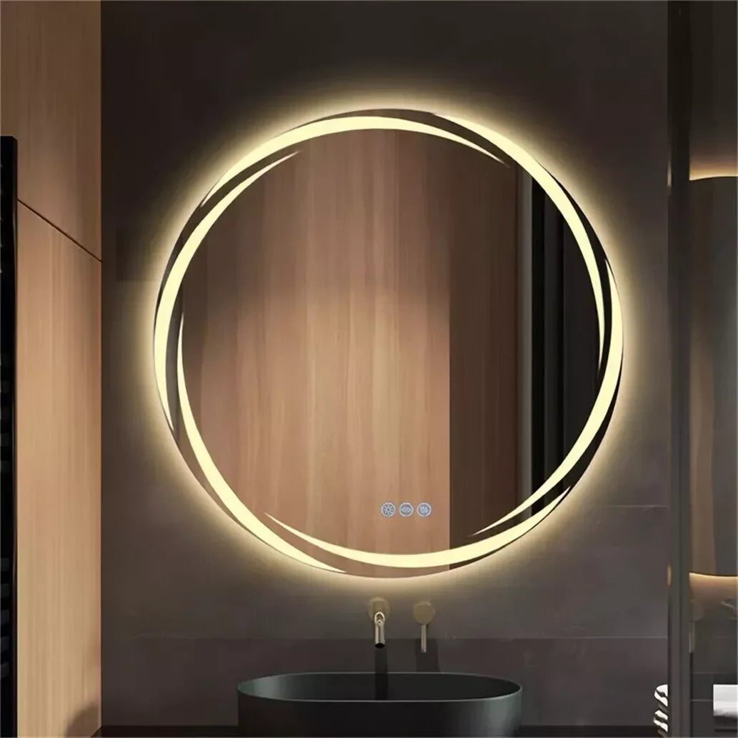 LUVODI 80cm Round Backlit Bathroom Mirror LED Illuminated Wall Mounted Vanity Mirror with Anti-Fog Feature