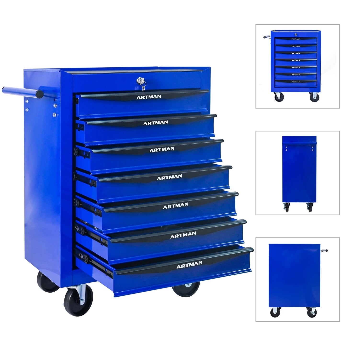 7 Drawer Rolling Tool Box Hardware Storage Tool Cabinet, Heavy Duty Steel Metal Cart, Lockable, Shop Garage NEW，red