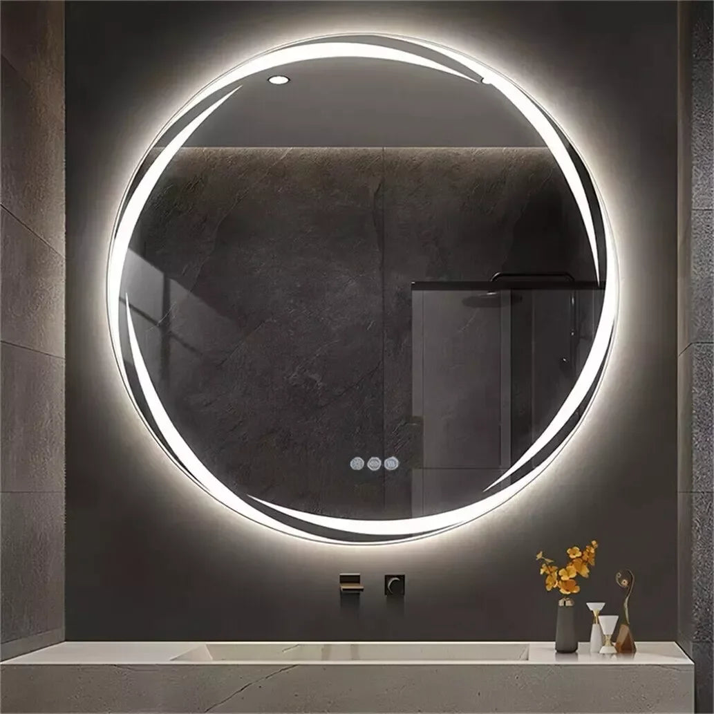 LUVODI 80cm Round Backlit Bathroom Mirror LED Illuminated Wall Mounted Vanity Mirror with Anti-Fog Feature