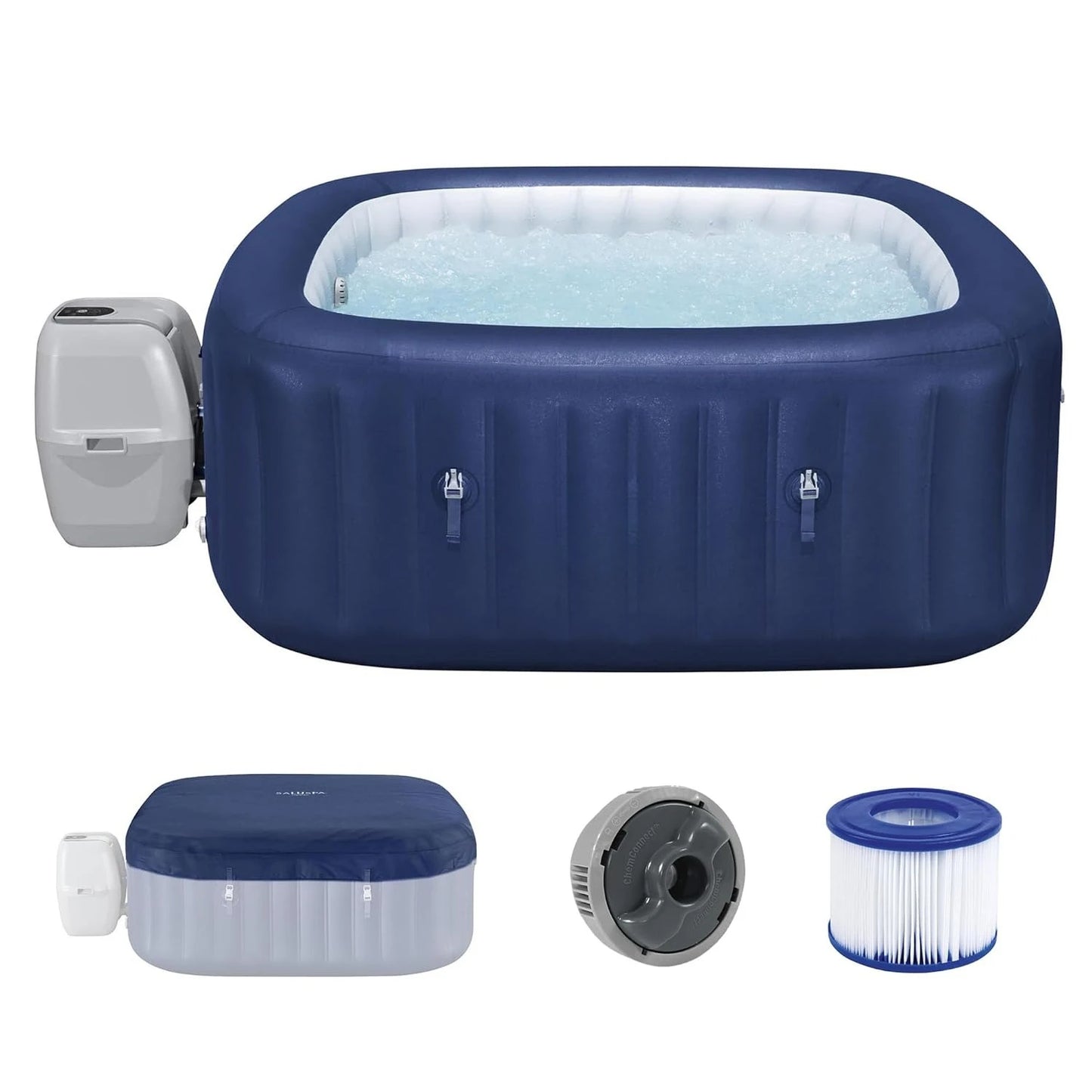 SaluSpa Hawaii 4 to 6 Person Inflatable Hot Tub, Square Energy-Efficient Portable Outdoor Spa with 140 AirJets, 71", Customized
