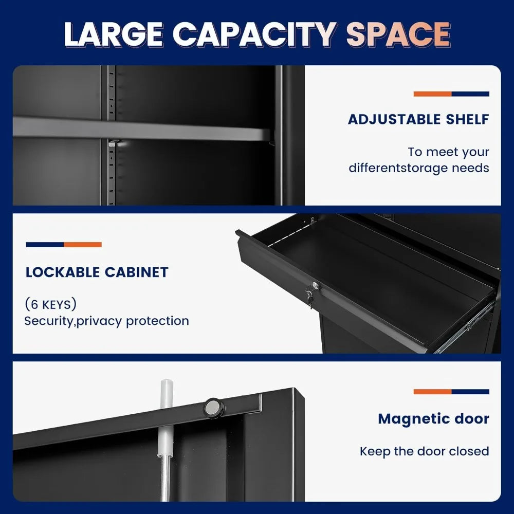 Metal Garage Storage Cabinet with Locking Doors and Adjustable Shelves, 71" Tool Storage Cabinet with 1 Drawer, Customized