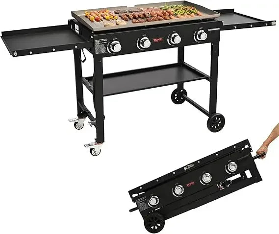 Hot salesSturdy 36-inch Outdoor Propane Flat Top Griddle with Side Storage Shelves