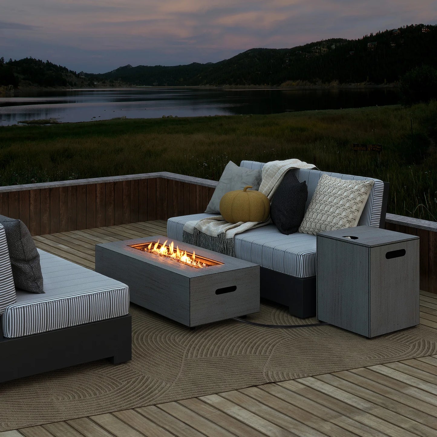 42” Outdoor Rectangular Fire Table 50, 000 BTU Propane Gas Fire Pit Table w/ Lid