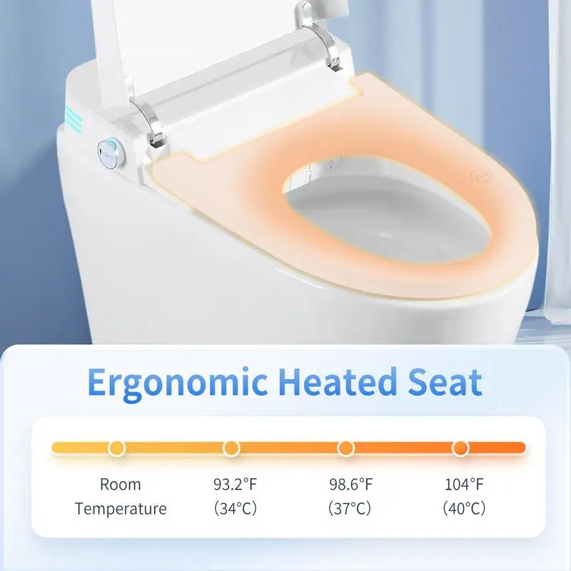 Tankless Smart Toilet with Built-in Bidet, One-piece Design, Auto Flush, Auto Open/Close, Heated Seat, Warm Water & Dry,
