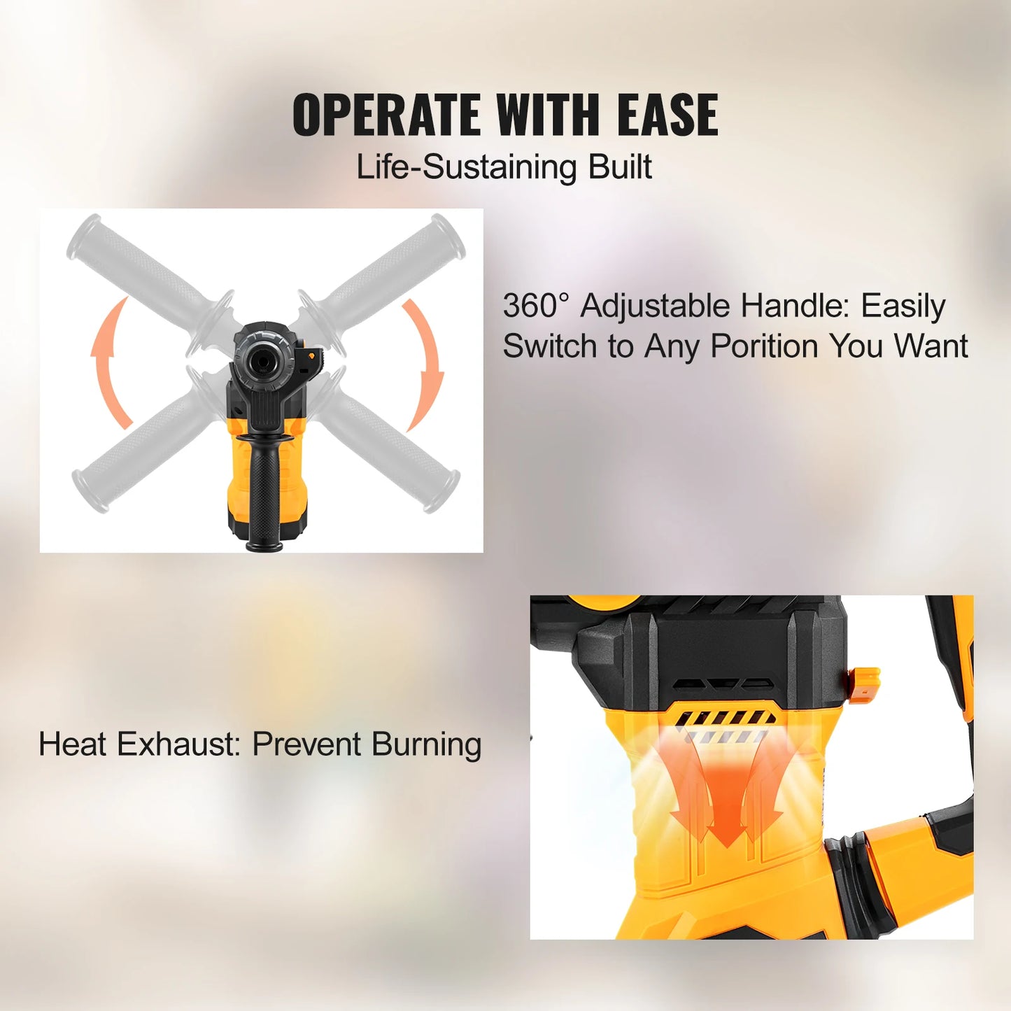 1500W Rotary Hammer Drill Max Drilling 32mm 4 Modes Plus Corded Demolition Chipping Metal Concrete Breaker Jackhammer